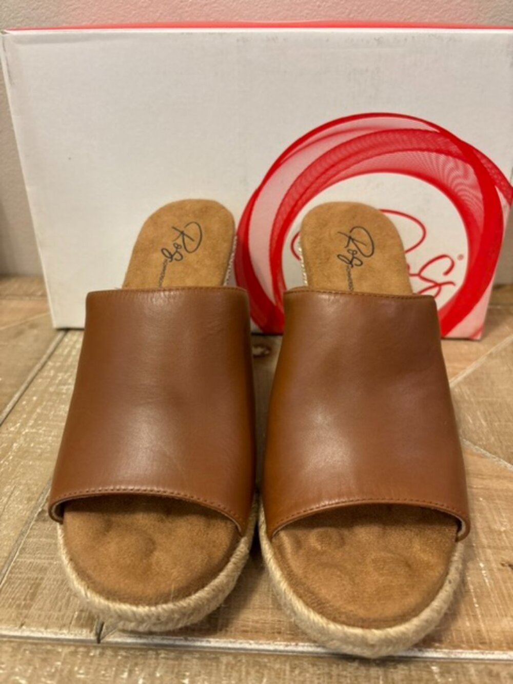 Women's Ros Hommerson Kinsley Brown Leather Wedges Sandals